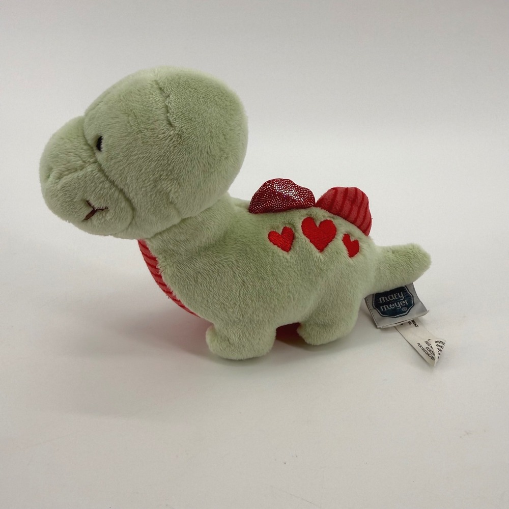 Mary Meyer Lovey Dovey Dino Plush Sage Green Red Hearts 5 Inch Stuffed Toy